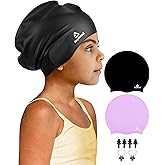 2 Pack Kids Extra Large Swim Cap for Long Thick Hair, Waterproof Silicone Swimming Cap for Toddler Child Youth Girls Boys, Durable Swim Hats Bathing Caps for Braids, Dreadlocks, Extensions, Afros