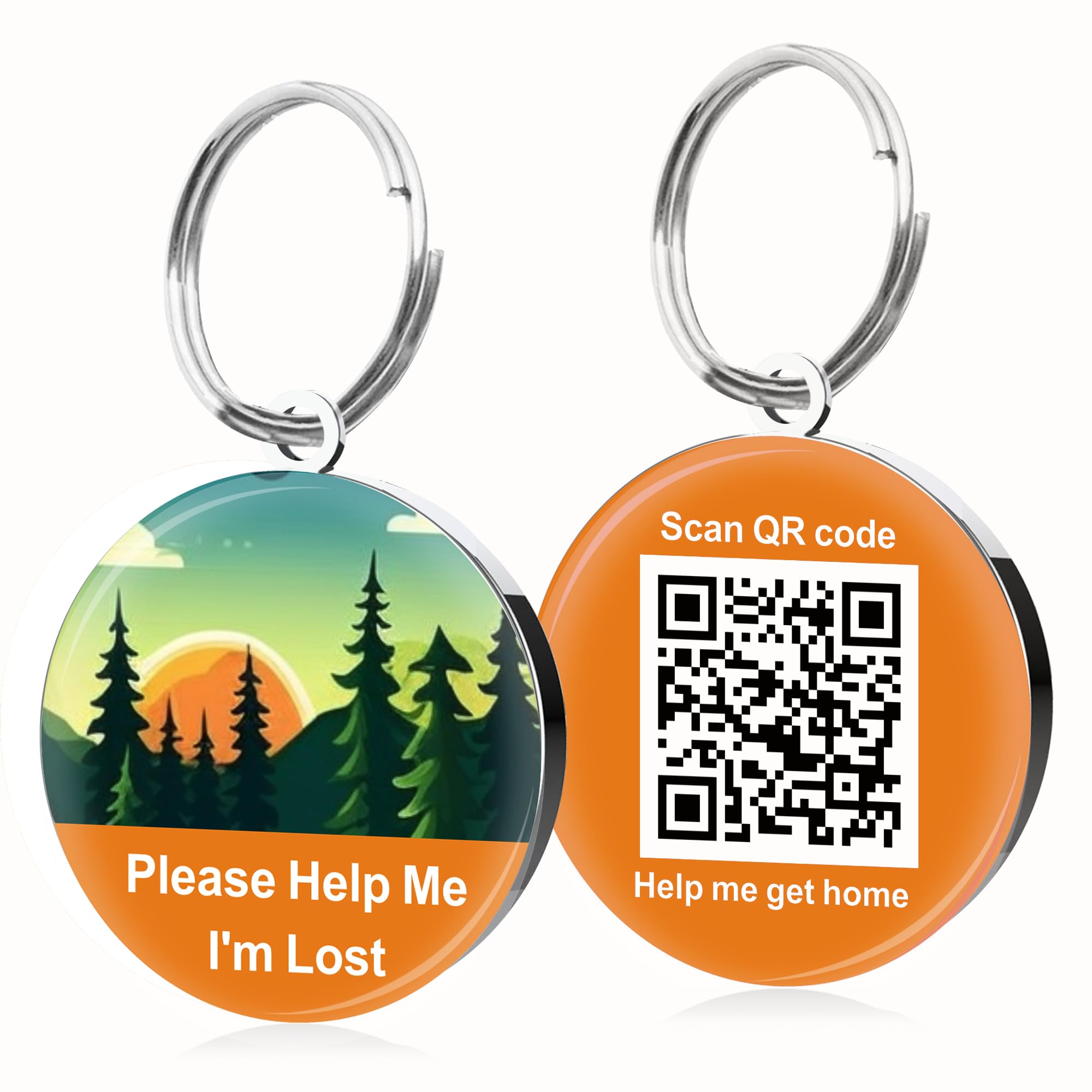 QR Code Dog Tags ID Tags for Dog Name ID Tag Cat Tags Online Pet Profile Scan QR Receive Instant Pet Location Alert Email Quiet Tag(Orange, Design 2)