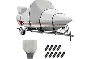 Vinpatio 900D Center Console Boat Cover, Waterproof Heavy Duty Boat Cover for CC Boat, Marine Grade Oxford UV Resistant Canvas for Trailerable Boat 17-19ft, Beam Width up to 102"