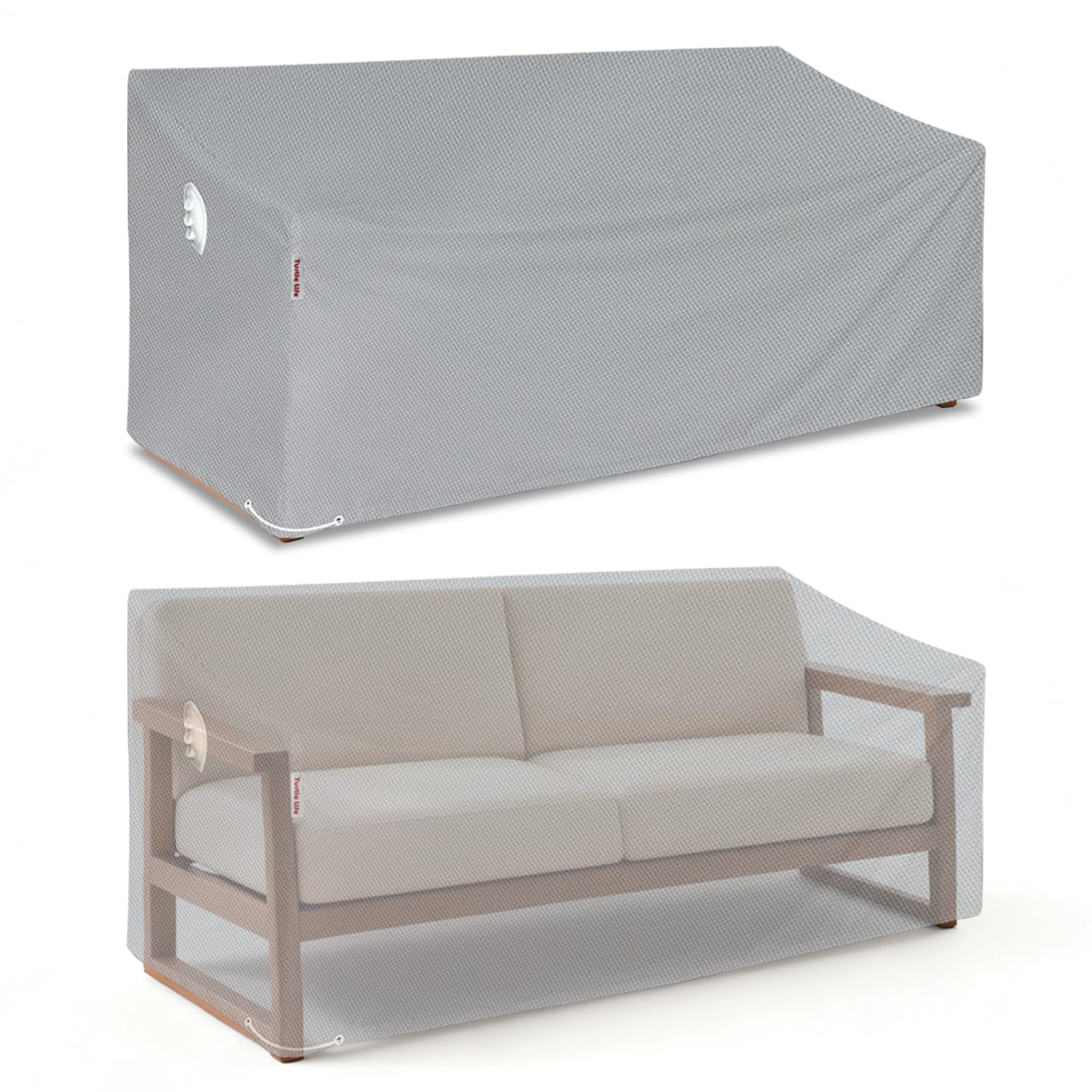Turtle Life Garden Sofa Cover, Outdoor Heavy Duty Durable UV Water Resistant Anti-Fading Loveseat Sofa Cover with 2 Upgrade Air Vents and 2 Buckles, Gray, 72" W x 37" D x 35" H