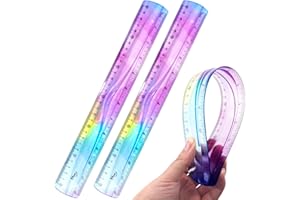 2 PCS 12 Inch Flexible Ruler, Bendable Plastic Ruler, Soft Bendable Gradient Colour Rulers with Centimeters and Inches for St
