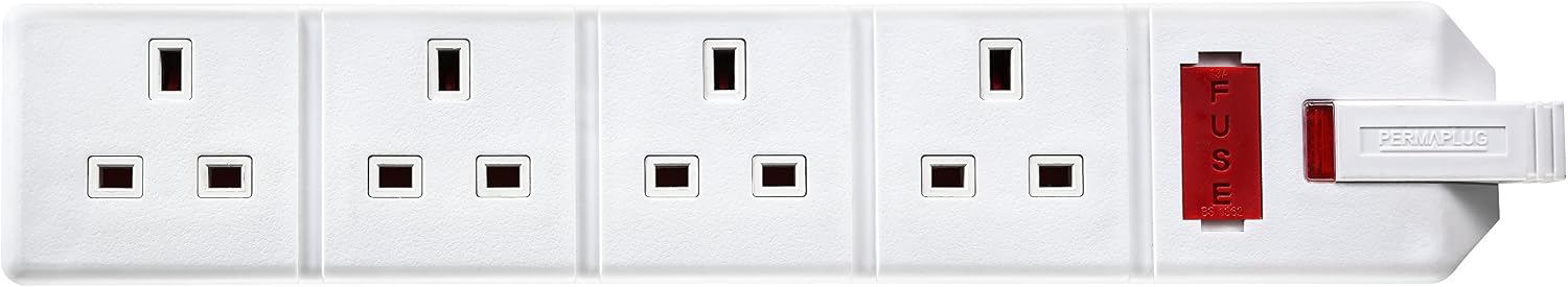 Masterplug Els134W-01 Four Socket Trailing Socket With Power Indicator, Without Plug And Cable, 13 Amp, White - Image 3