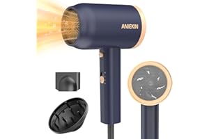 ANIEKIN Hair Dryer, 1875 Watts Fast Drying Blow Dryer with Diffuser and Concentrator, Compact Lightweight Hair Dryer for Women and Men