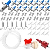 CHENGLAI 15Pcs Automatic Rabbit Watering System Kit | Include 15 Nipple Drinker, 20ft Hose, Watering System Bucket Connector, Hole Opener, 6 Spring Latches for Rabbit Cage Doors