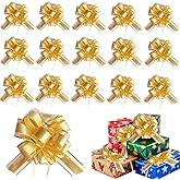 20 Pieces 6 Inch Pull Bows for Gift Wrapping Ribbon Pull Bows for Christmas Wedding Birthday Valentine Ribbon Bows for Wrapping Boxes or Flower Decorations (Gold)