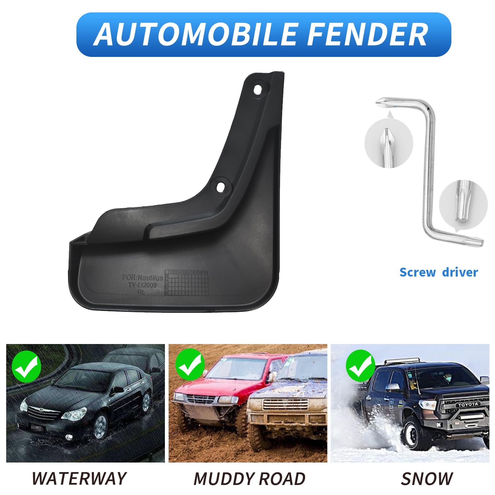 Condition photo showing New/Like New for actkill custom fit for mud flaps 2019 2020 2021 2022 2023 lincoln nautilus / 2016 2017 2018 lincoln