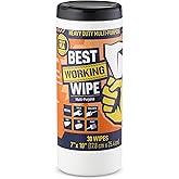 Best Working Wipe Heavy-Duty Disposable Industrial Work Cleaning Wipes Multi-Purpose, Cleans Paint, Oil, Grime, Grease, Shoes, Engines, Tools, Extra Large, 7” x 10”, 30 Wipes