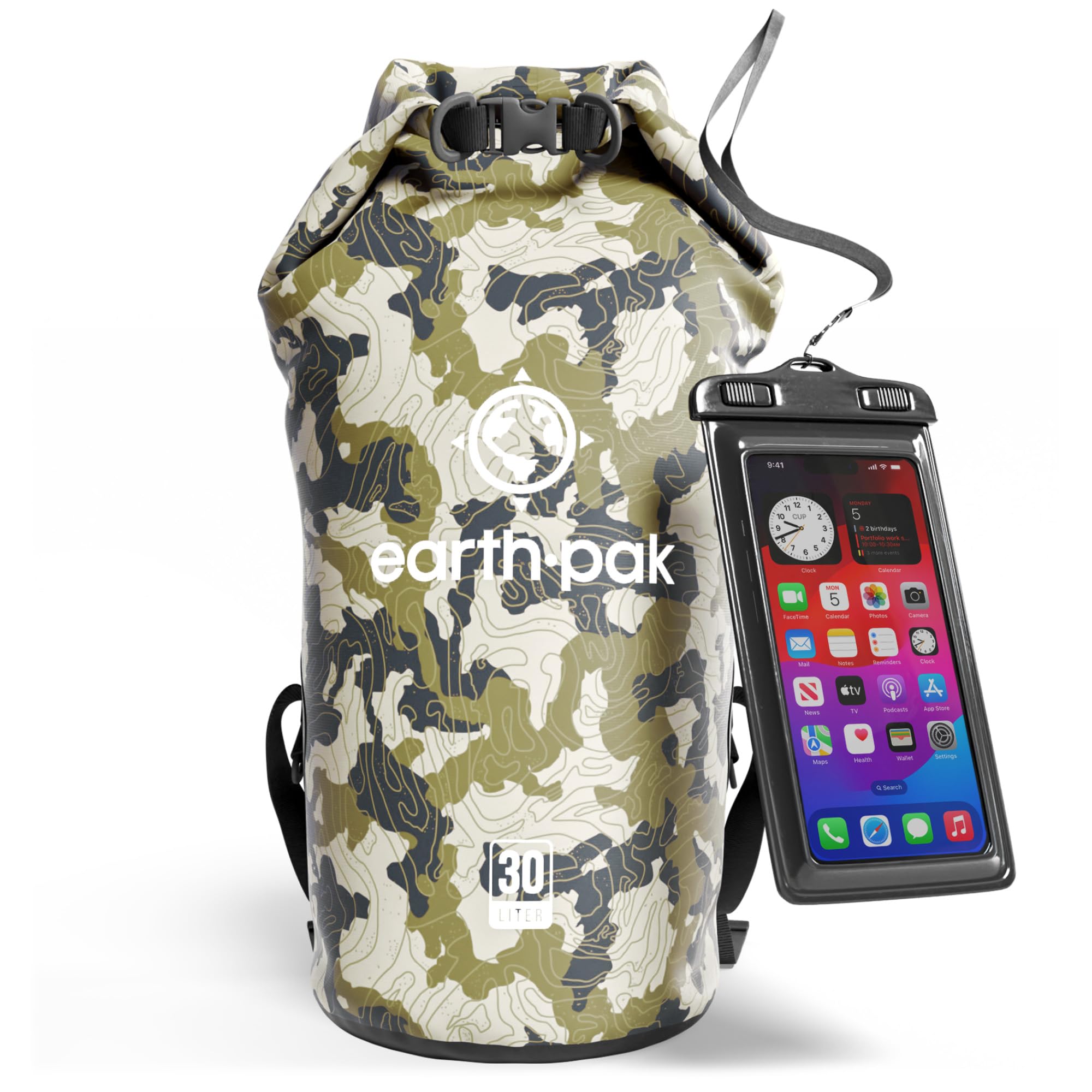 Photo 1 of Earth Pak Waterproof Dry Bag - Roll Top Waterproof Backpack Sack Keeps Gear Dry for Kayak with Waterproof Phone Case