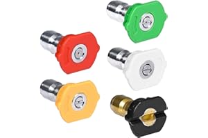 TOOLCY Pressure Washer Nozzle Tips, 4.5 Orifice, Design Up to 5000 PSI, Multiple Degrees, for Hot and Cold Water Use, Universal 1/4 inch Quick Connect, Replacement Nozzles for Power Washer (Set of 5)