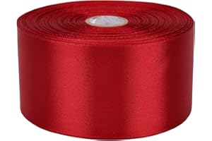 Baocuan 2 inch x 50 Yards Wine red Single Face Satin Ribbon Solid Fabric Ribbon for Gift Wrapping Floral Bouquets Wedding Birthday Party Decoration Hair Floral Craft Sewing