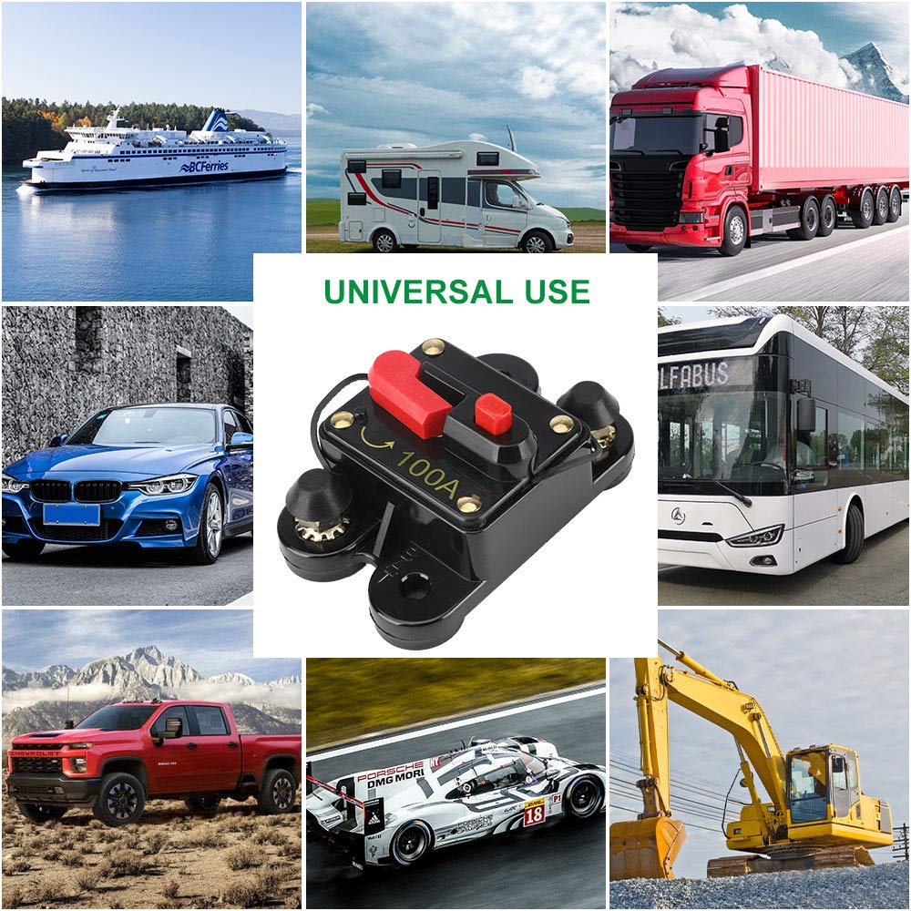 100 Amp Circuit Breaker - JOYHO 12-24V DC Circuit Breaker with Manual Reset Waterproof Fuse Holder for Marine RV Car Audio and Home Solar System Amps Protection: Industrial & Scientific