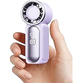 Gaiatop Portable Handheld Mini Fan, 6 Speeds 16900 RPM High Velocity Personal Fan with LED Display, USB Rechargeable, Mini Fan with Lanyard for Makeup, Travel, Outdoor, Gift for Women Girl, Purple