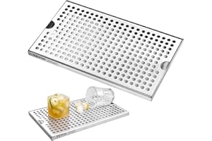 VEVOR Beer Drip Tray, 304 Stainless Steel Kegerator Drip Trays with 4 Non-Slip Rubber Pads and Detachable Cover, Heat/Cold Resistant Beer Tower Drip Pan for Bar Restaurant Coffee Shop Home