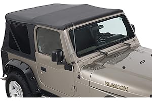 King 4WD Premium Replacement Soft Top Without Upper Door Skins - Black Diamond Body with 31% Tinted Windows are Suitable for Jeep Wrangler TJ 1997-2006