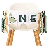 Tenshun Dinosaur 1st Birthday High Chair Banner, Baby Boy First Party Decor | Dinosaur Themed Highchair Garland for Cake Smash Photo Prop, 1st Birthday Supplies