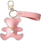 Fuerxy Cute Bear Keychain, Hand-Sewn Bear Charm for Purse Handbags Bag Accessories Car Charms PU Teddy Bears Key Charms