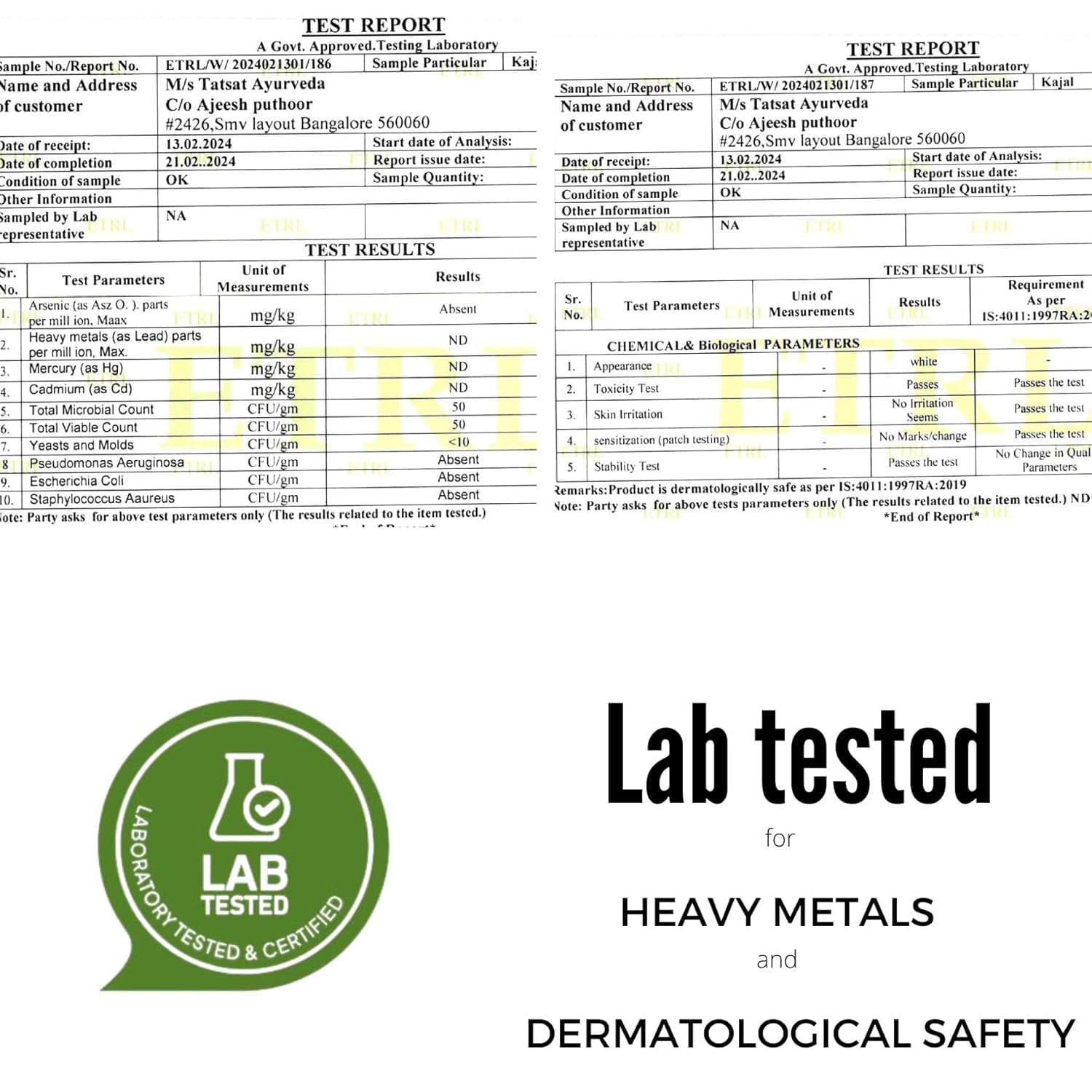 TATSAT - WELLNESS THROUGH AYURVEDA Kajal With Pure Herbs, Medicated Soot And Desi Cow Ghee|Safe For Babies|Lab Tested|No Preservatives, Black, Matte Finish (1 Count (Pack of 1))