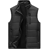 VtuAOL Men's Puffer Vest Outdoor Padded Vest Softshell Outerwear Vest for Travel Hiking