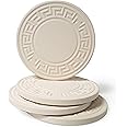 Coaster Stone Absorbent Stone Coasters, 4-1/4-Inch, Greek Key Set of 4