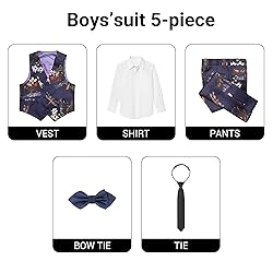 Marvelous World Boys' 5-Piece Formal Vest Suit