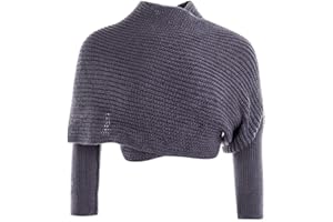KAOBIO Knitted Wrap Scarf Fall Winter Crochet Sweater Scarf with Sleeves Multi-Use Sweater Cape Shawl with Sleeves