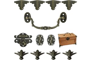 MOROBOR Jewelry Box Antique Lock Latch Hasp Hinges Handle Box Corner Protectors Kit for DIY Jewelry Box Bronze, Wood Case Jewelry Chest Storage Box Feet Leg Corner Protector, Box not Included