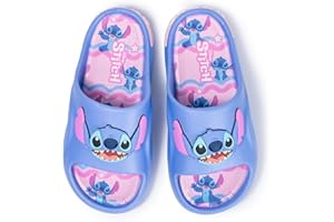 Disney Lilo & Stitch Officially Licensed Youth Girls Slides and Water Shoes - Cushioned Slip-On Sandals for Pool, Beach, or j