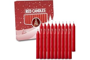 NORDICO CANDLELIGHTS 20pcs Candles for Christmas Tree - Decorations - Christmas Pyramids Carousel - 4 inch X 0.5 inch Diameter - 1.5 Hour Burn Time RED