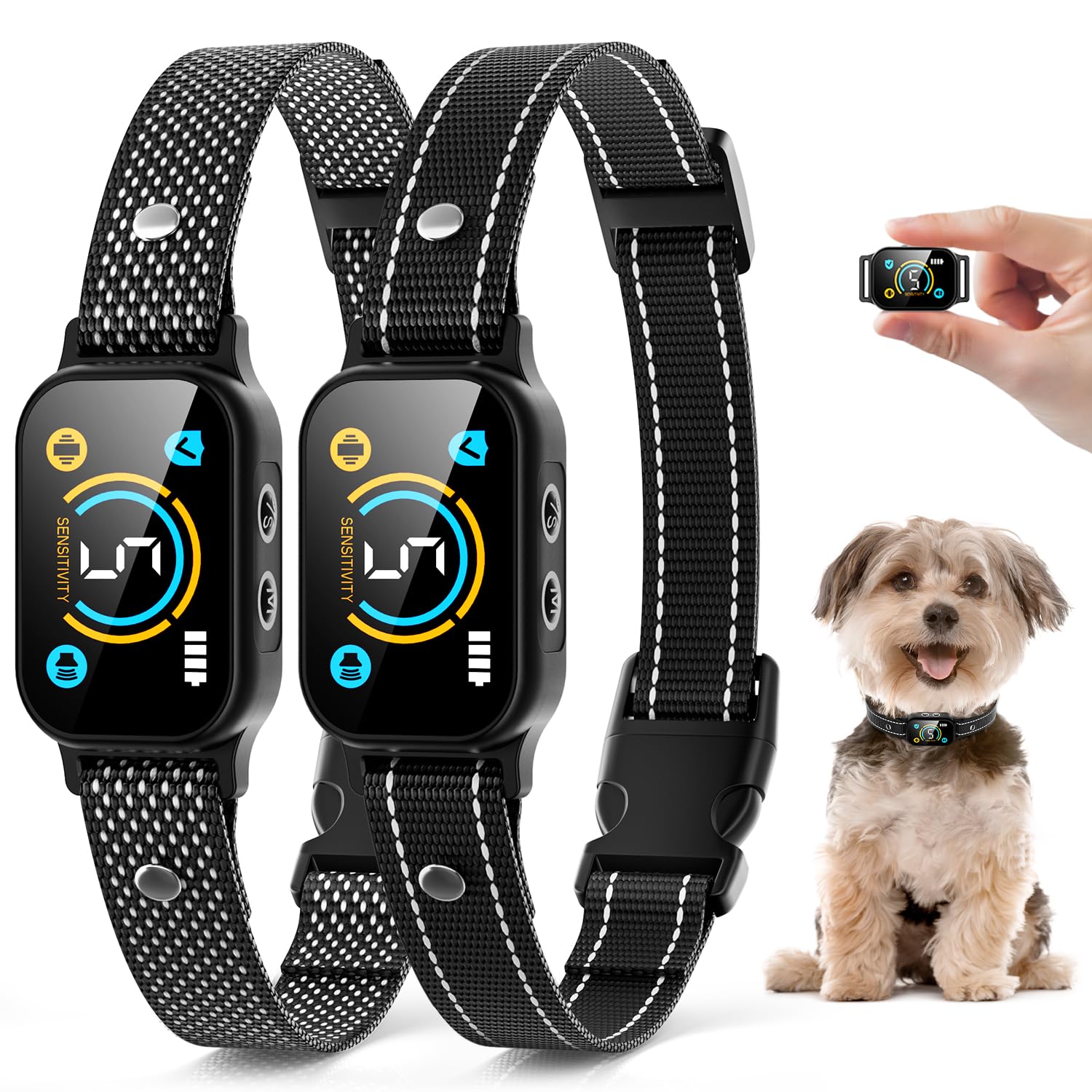 Photo 1 of 2 Pack Bark Collar for Small Dogs 5-15lbs, Medium, Puppy, Mini Dog, Rechargeable Smart Training Collar, Anti Barking Device with 5 Adjustable Sensitivity, Beep, Vibration