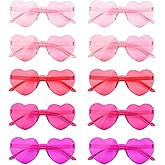 NACHLYNN 10 Pairs Heart Sunglasses Women Rimless Heart Shaped Sunglasses Candy Color Glasses for Costumes Cosplay (Pink Series)