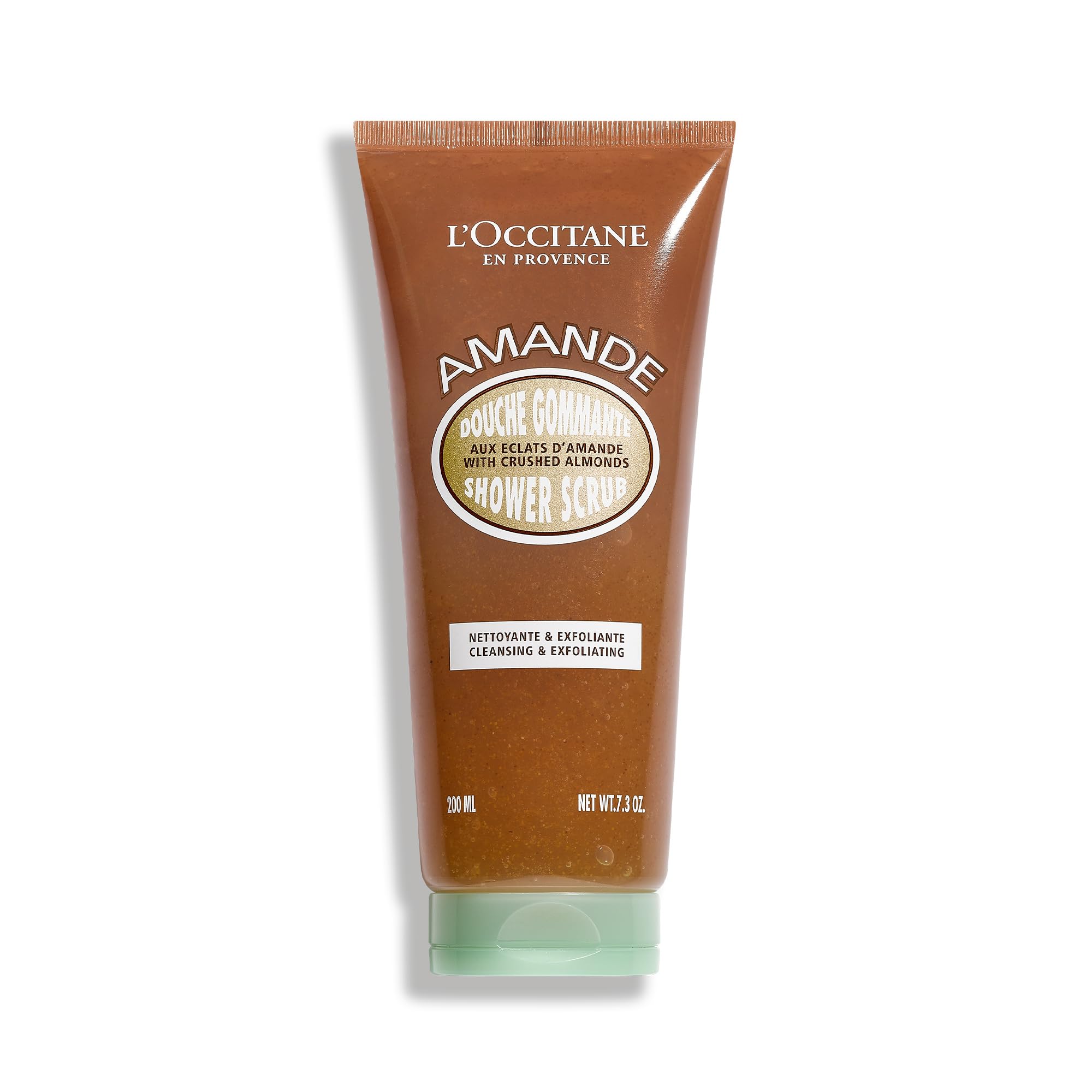L'OCCITANE Almond Shower Scrub 200ml, Vegan Exfoliating Body Scrub with Sweet, Fresh Scent, Luxury Clean Beauty Skin Cleanser for All Skin Types