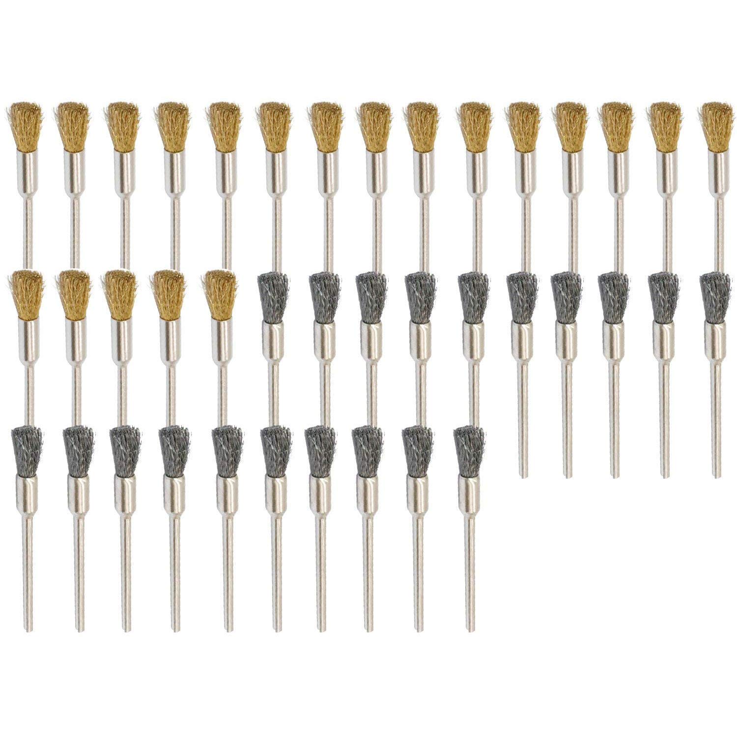 NIUPIKA 3mm Steel Brass Cleaning Wire Wheel Brushes Polishing Attachment Accessories for Grinder Rotary Tools 40 Pcs