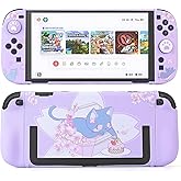 GamePals Cute Protective Shell for Switch 2 , Slim Case Compatible with Nintendo 2, Anti-Scratch and Shock-Absorption Design Cover Skin with 2 Thumb Grips - Sakuta Cat (Purple)