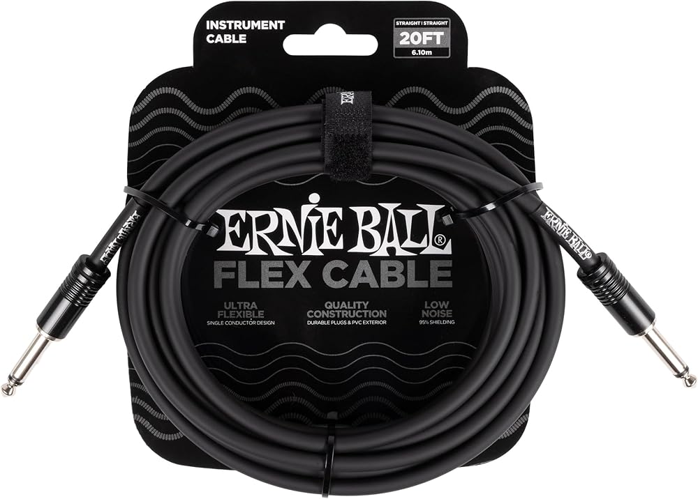 Ernie Ball Flex Instrument Cable Straight 20ft Black