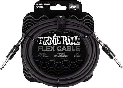 Ernie Ball Flex Instrument Cable Straight 20ft Black