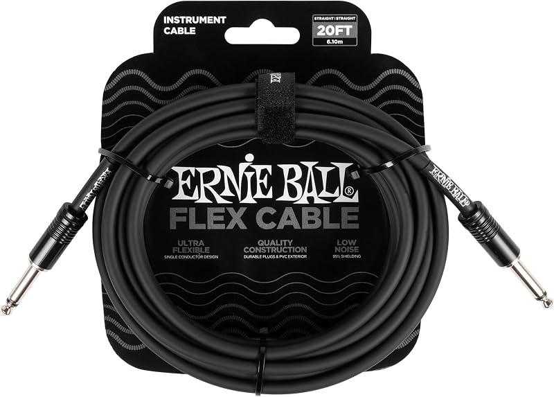 Ernie Ball Flex Instrument Cable Straight 20ft Black