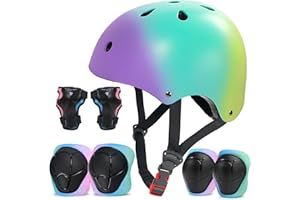 LANOVAGEAR Kids Bike Helmet and Pads Set CPSC Certified - Adjustable Helmet with Knee Elbow Wrist Guards & Bag, for Ages 2-14+, Cycling, Skating, Scooter, Skateboard