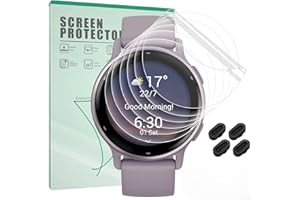 Vancle 6 Pack for Garmin Vivoactive 6 / Vivoactive 5 Screen Protector with 4 Pack Silicone Anti-dust Plugs, Anti Scratch Soft