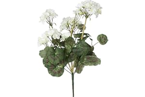 Vickerman Artificial 20" White Geranium Bush. Includes 4 Pieces per Pack.