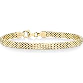 Miabella 18K Gold Plated 925 Sterling Silver Italian 5mm Mesh Link Chain Bracelet for Women, Made in Italy