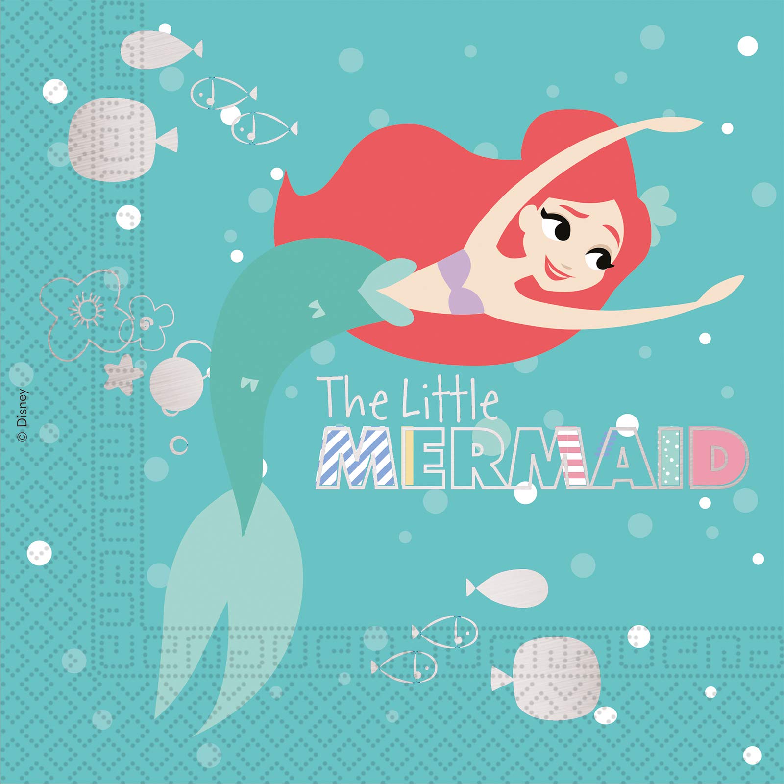 Disney Princess Ariel Under The Sea Napkins Birthday Party Little Mermaid Tableware, Pack of 20, Turquoise (78310). Perfect for those Under the Sea Themed Parties