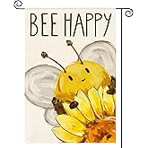 AVOIN colorlife Summer Bee Happy Garden Flag 12x18 Inch Double Sided Outside, Sunflower Party Holiday Burlap Yard Outdoor Decoration