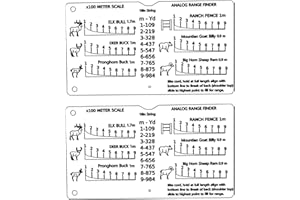 Range Finder Card, 2Pcs Hunting Rangefinder Ruler, Portable Pocket Analog Distance Finder with 6 Reticles, Hunting Ruler Temp