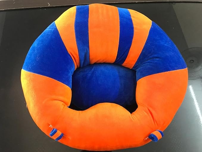 Tradeblush Cotton Toddlers Training Seat Baby Safety Sofa Dining Chair Learn to Sit Stool (Orange - Blue) (Age Upto 1 Year)