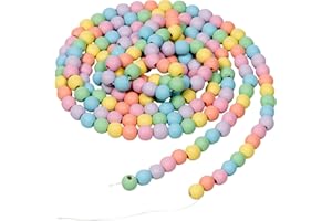 One Holiday Way 9-Foot Rustic Pastel Rainbow Easter Spring Matte Wood Bead Garland Christmas Tree Decoration - Decorative Vintage Style Wooden Beads - Everyday Shabby Chic Country Farmhouse Home Decor
