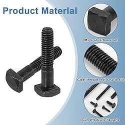 uxcell 10Pcs Square Head Bolts, 5/16-18x1-1/2 Black