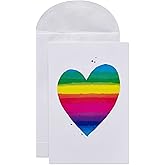American Greetings Blank Cards with Envelopes, Rainbow Heart Stationery (48-Count)
