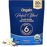 Orgain Organic Vegan Perfect Blend Protein Powder, 20g Clean Plant Protein, 6 Ingredients, <1g Sugar, Gluten Free, Non-GMO; No Artificial Flavors, Stevia Extract, Dairy or Soy Ingredients- Vanilla