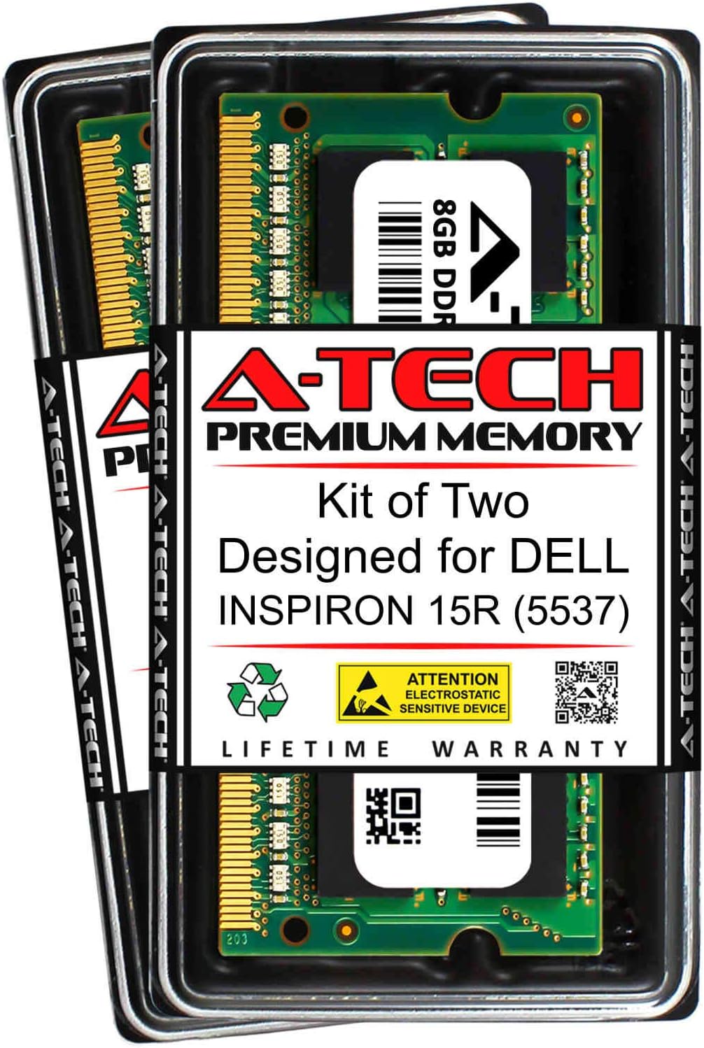 A-Tech 16GB (2 x 8GB) RAM for DELL INSPIRON 15R (5537) | DDR3 1600MHz SODIMM PC3-12800 204-Pin Non-ECC Memory Upgrade Kit