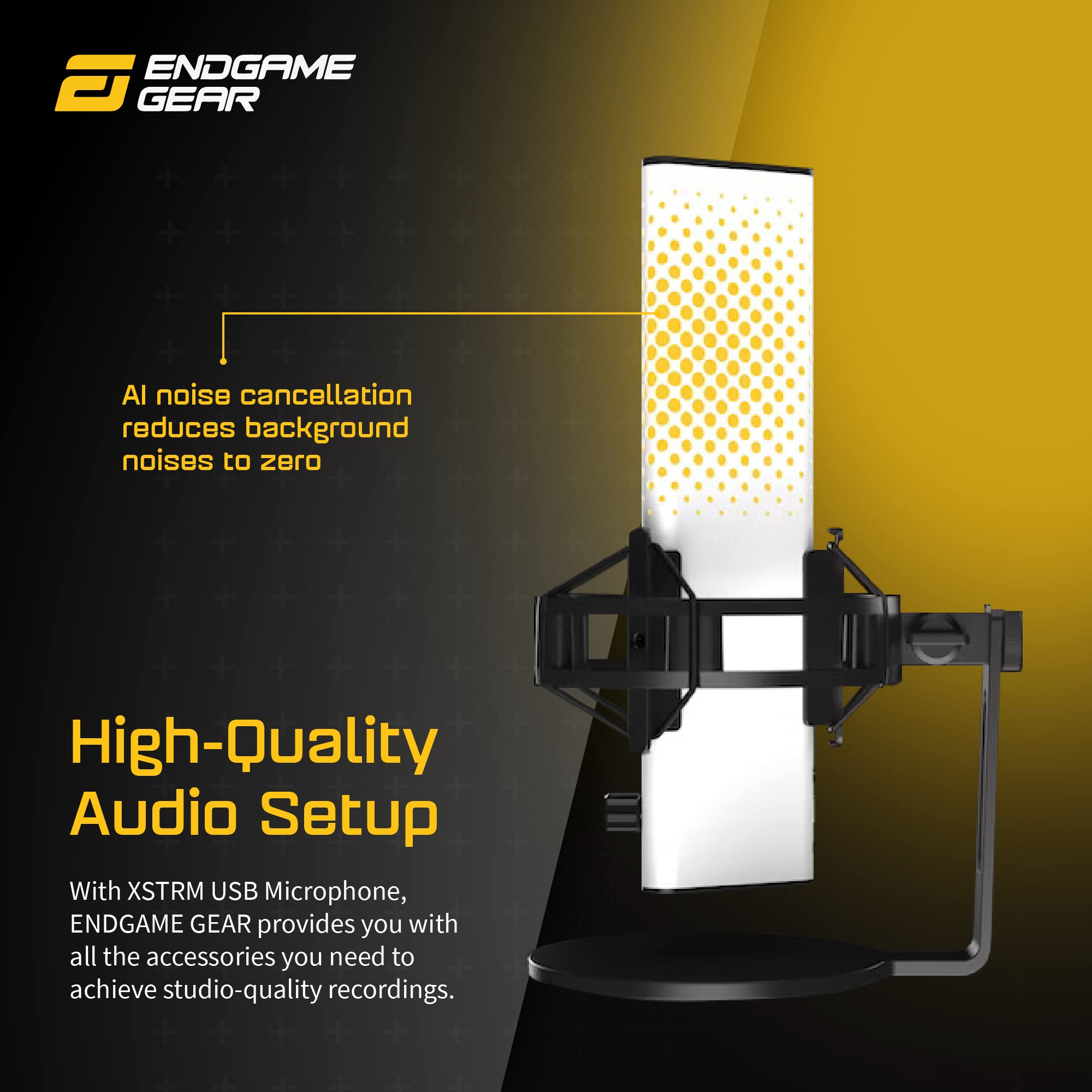 ENDGAME GEAR XSTRM USB Mikrofon für Streaming, Podcast, Aufnahmen in Studioqualität, 24 Bit / 192 kHz, externes Mic, AI-Geräuschunterdrückung, Stummschaltung durch Tippen, PC & Mac - weiß 4